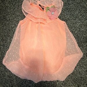 Little Lass Peach One Piece with Floral Accent